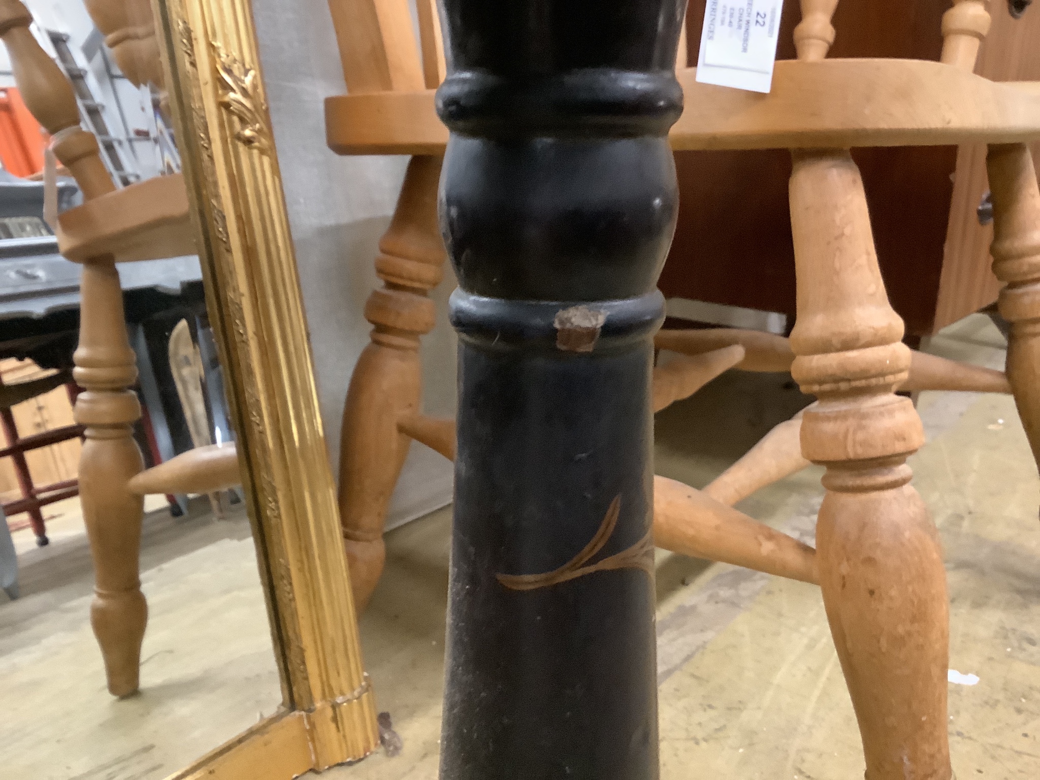 A Chinese lacquered work table, width 47cm, depth 32cm, height 69cm